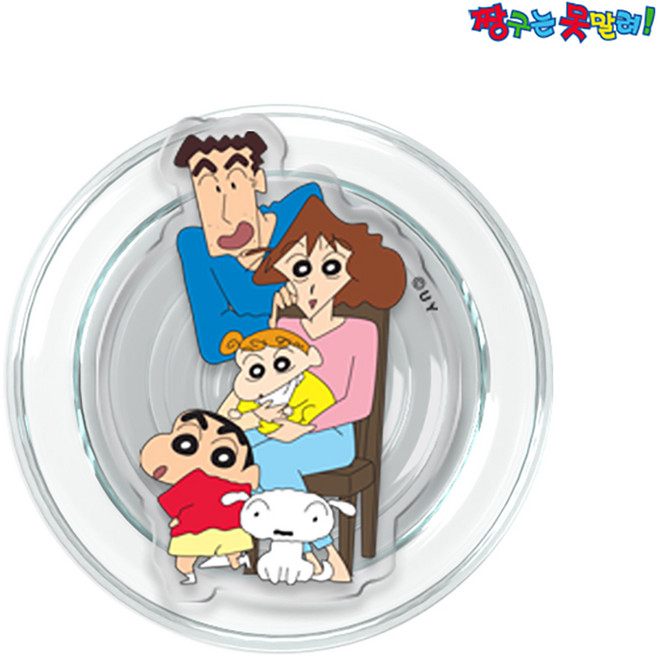 짱구는못말려 짱구 맥세이프 그립 톡 아크릴 스마트 거치대, 1개, 다함께-가족사진