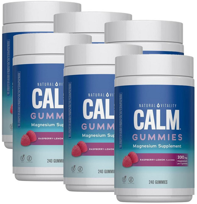 내추럴 바이탈리티 캄 마그네슘 시트레이트 구미 라즈베리 레몬맛 Natural Vitality CALM Magnesium, 6개, 240정