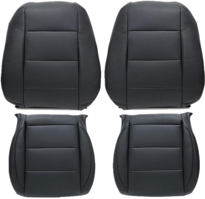 Priprilod Driver & Passenger Side Bottom Top Perforated Leather Seat Cover Black Compatible with V, Priprilod Driver & Passenger S
