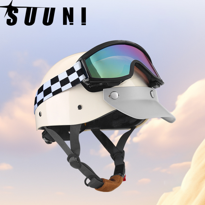 SUUNI 빈티지 안전 헬멧 자전거 타기와 스키 모두 가능한, 무광블랙