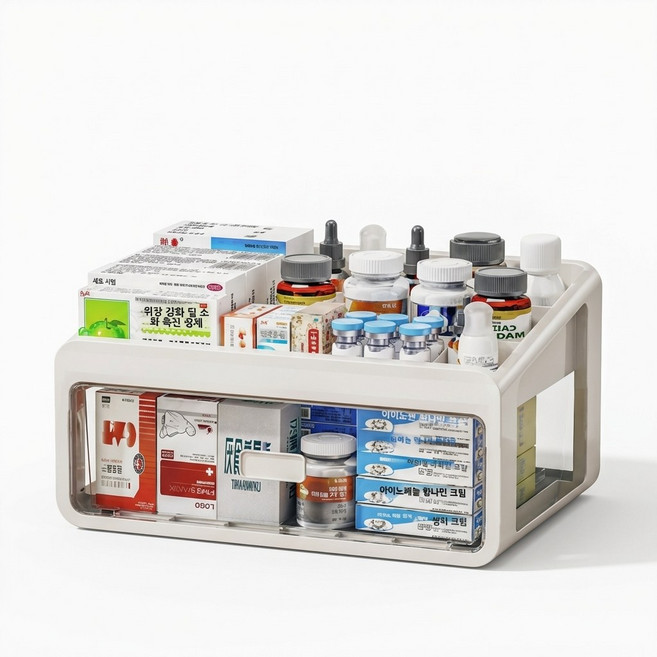 Yodevoe 데스크 오거나이저 사무용품 투명 서랍 칸막이, 1개, 화이트2단1칸