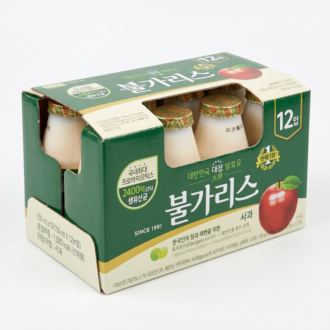 트레이더스 남양 불가리스 사과 150ml x 12개입 코스트코 유산균 장 건강 과즙 달콤, 12개