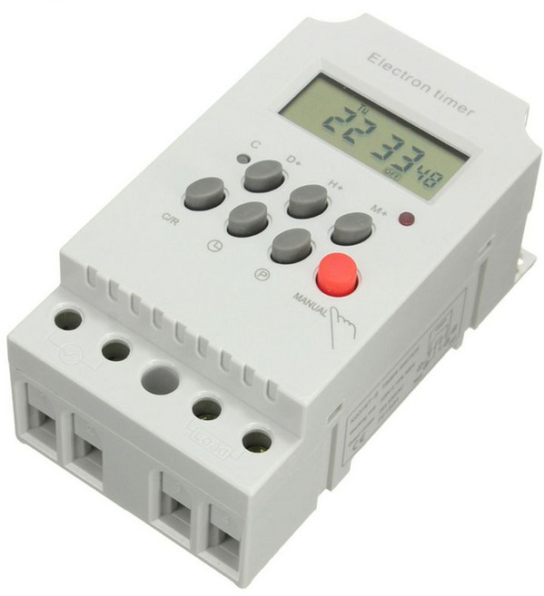 KG316T-II DIN 레일 레일 마이크로 컴퓨터 시간 제어 시간 제어 시간 제어 타이머 AC 220V 25A 디지털 타이머 스위치 릴레이 제어, 회색