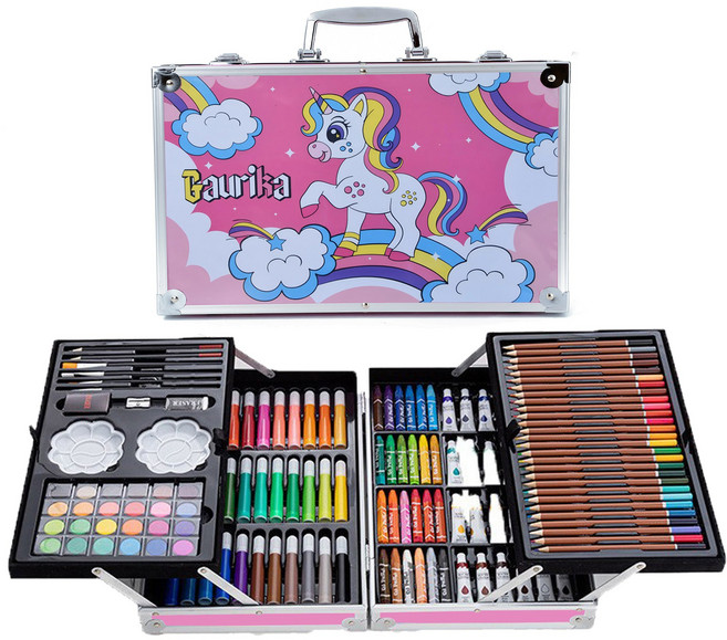 프리미엄 미술 도구 세트 4단 케이스 145p 화구박스 전문가용, 1박스, 145색