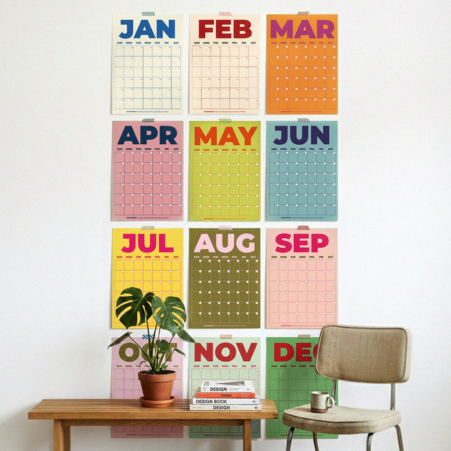 데일리오브젝트 자체제작 A3 캘린더 만년형 달력 벽 인테리어 포스터 대형달력 환경 재생용지