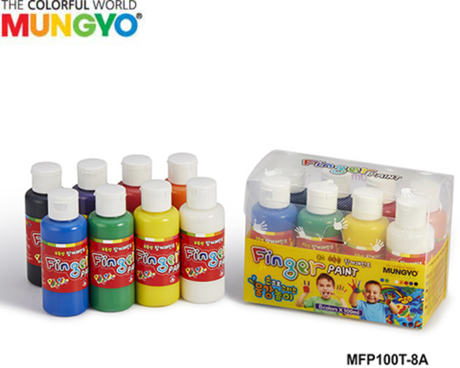 문교 핑거페인트 100ml 8색세트/핸드페인팅 유아용물감 MFP100T-8A, 8개