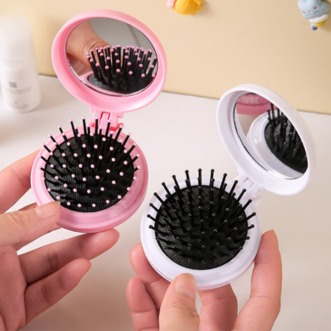 진우 휴대용 미니 거울빗 손거울빗세트 브러쉬 미니빗거울세틑, 1개, 강아지