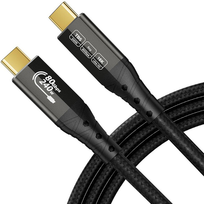 썬더볼트 5 케이블용 ZIK DO 16K 6 6FT/2m USB C 80Gbps 데이터 전송 16K/듀얼 8K 디스플레이용 120Gbps 대역폭 4 M4 eG, 10FT 1, 1개