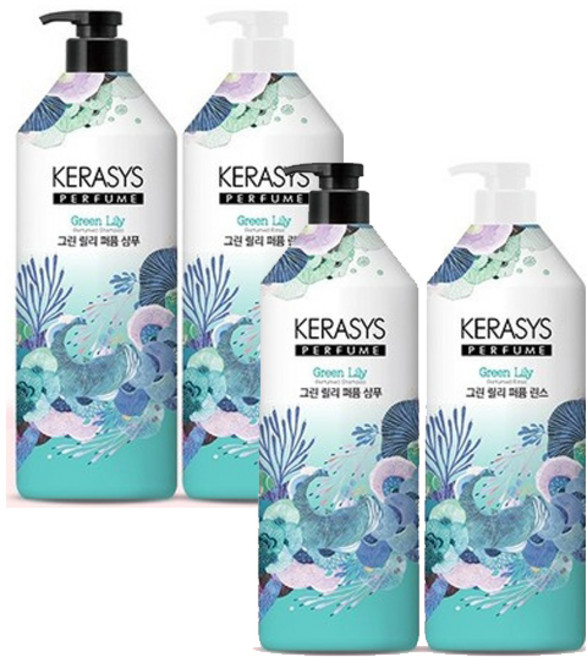 애경 케라시스 퍼퓸 그린릴리 1000ml 샴푸+린스, 2세트, 1L