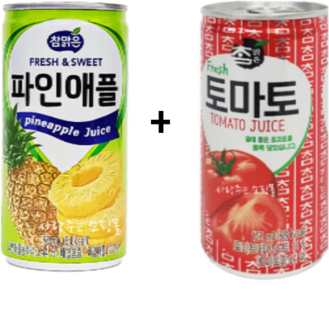 참맑은 파인애플 175ml(30캔) + 참맑은 토마토 175ml(30캔), 60개, 175ml