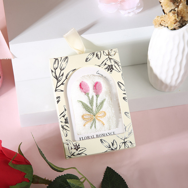 핸드타올 답례품 행사 단체 기념품 홍보용 판촉물 보험 사은품 구디백 홍보물품, 6개, 튤립 옐로우