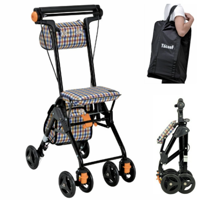 노인 실버카 가벼운 어르신 보행기 워커 휴대용 경량 할머니 유모차, 1개