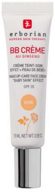 Erborian 아기 부드러운 피부를 위한 인삼 불균일 컨실러 파운데이션 5-in-1 색조 한국 얼굴 관리 SPF 20 - 에르보리앙 BB 크림 도레 15ml, 1개