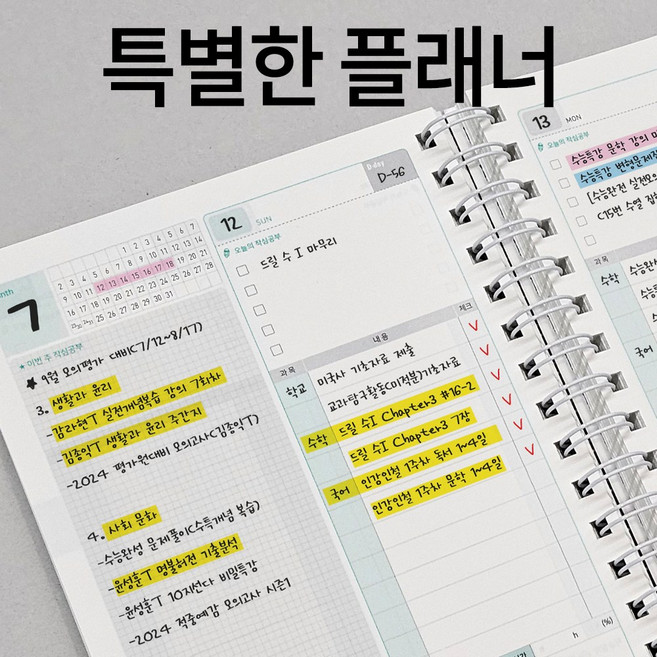 365DAYS 데일리 스터디 플래너 타임 스케줄러 학습 먼슬리 위클리, 1개, 라이트블루