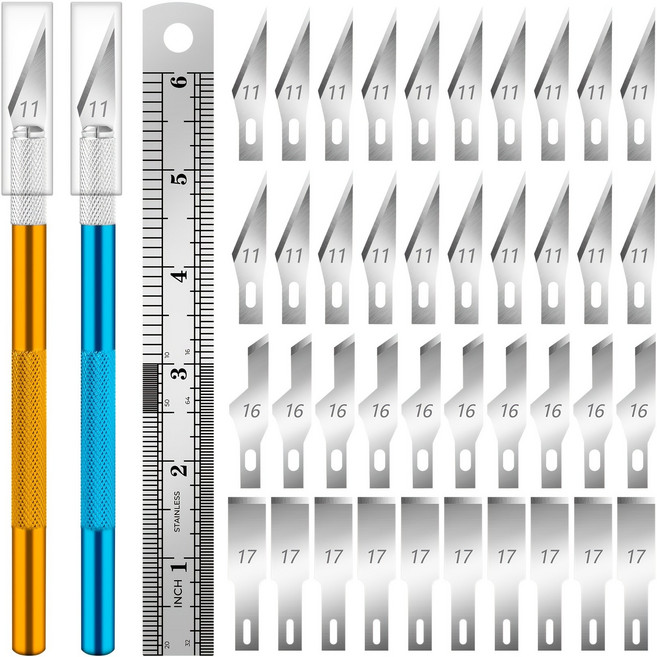 Exacto Knife 업그레이드 정밀 조각 공예 칼 취미 키트 예술 스크랩북용 예비 블레이드 40개, [01] 옵션1
