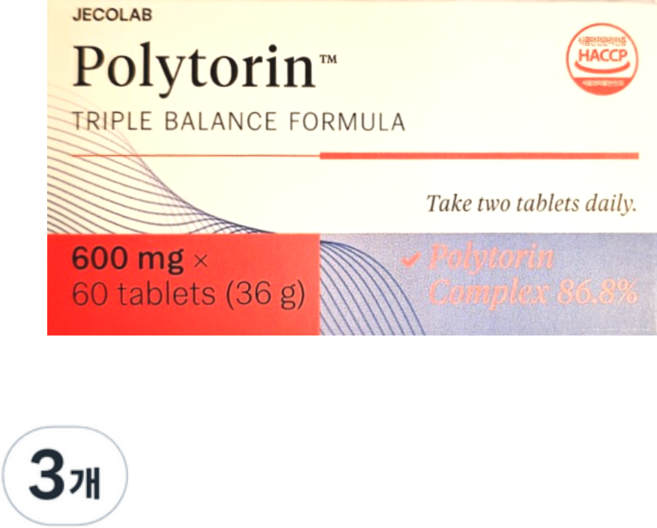 [정품] 제코랩 폴리토린 JECOLAB Polytorin 600mg x 60정, 36g, 3개