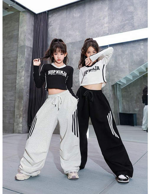 아짱 주니어 상하 세트 봄 가을신상 아동 이쁜 상하의 투피스 세트 캐주얼 크롭 티셔츠 데일리 방송 댄스복 트레이닝복