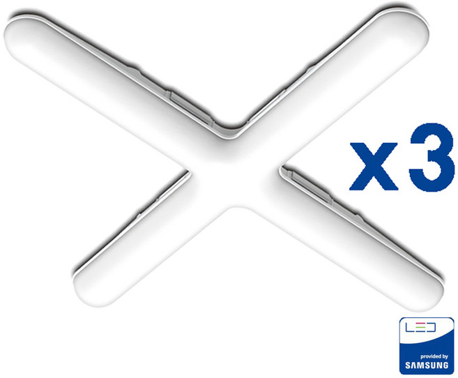 인아웃조명 LED 십자등 60W 2+1 총 3개 묶음 발송 플리커프리 전등 형광등 마트 가게 방 창고, 3개묶음