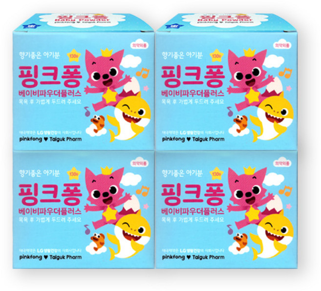 핑크퐁 베이비 파우더 플러스 130g 향기좋은 아기분, 4개