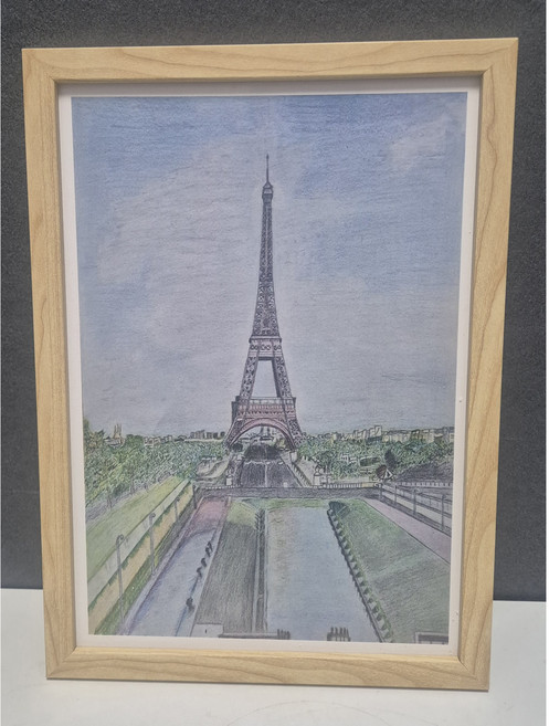 아르테노바 무광 컬러 드로잉 액자 A4 파리 에펠탑 풍경 인테리어 포스터, 나무, 사이즈:A4, 1개