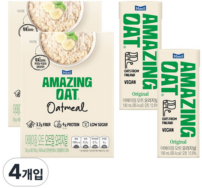 매일유업 어메이징오트 오트밀 오리지널 30g 5포 2개 + 오트 오리지널 190ml 2개