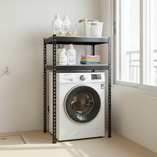위너랙 세탁기선반 건조기선반 800*600*1200(mm), 2단, 블랙