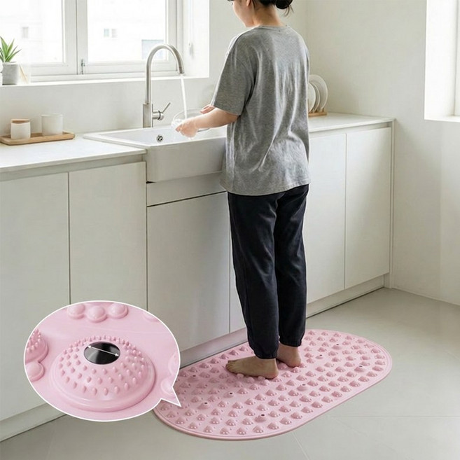 Nicoliley 주방 발지압 매트 발 지압판 매트, 핑크색, 1개