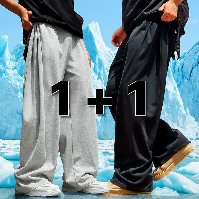 1+1 시온 쿨링 메쉬 사이드 핀턱 트레이닝 팬츠