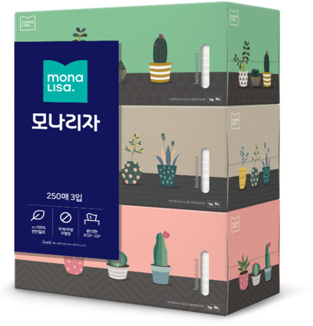 모나리자 미용티슈, 250매, 12개