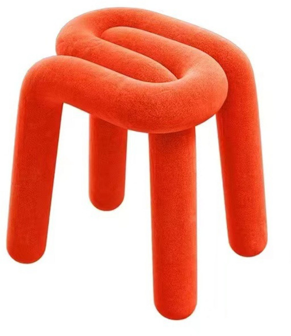 Aiiyya 파이프 컬러 패브릭 체어 모던 스툴 벤치 카페 화장대 거실 인테리어 디자인 의자, 작은 걸상 오렌지 43*36*45CM