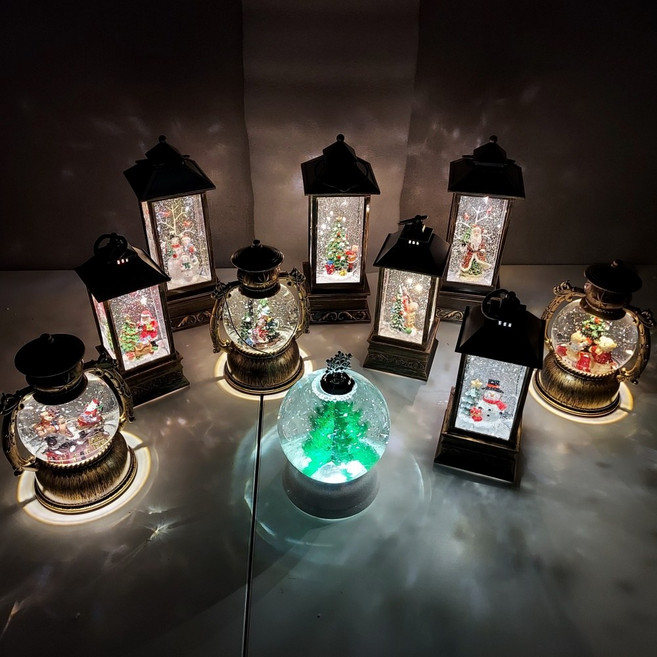 LED 사각랜턴 크리스마스 워터볼 스노우볼 오르골 선물 장식소품, 2.둥근 랜턴 워터볼, 2.아이들