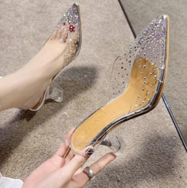 여름 패션 여성 하이힐 슬리퍼 유리 구두 투명 샌들 ZT40805 뉴타임즈