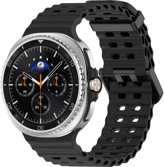 밴드톡 갤럭시워치8 호환 40/44/46MM 마린 물결무늬 스포츠 실리콘 스트랩, 블랙