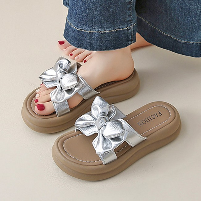 Modern Fashion 여성 리본 통굽 슬리퍼 고급감 샌들 F79