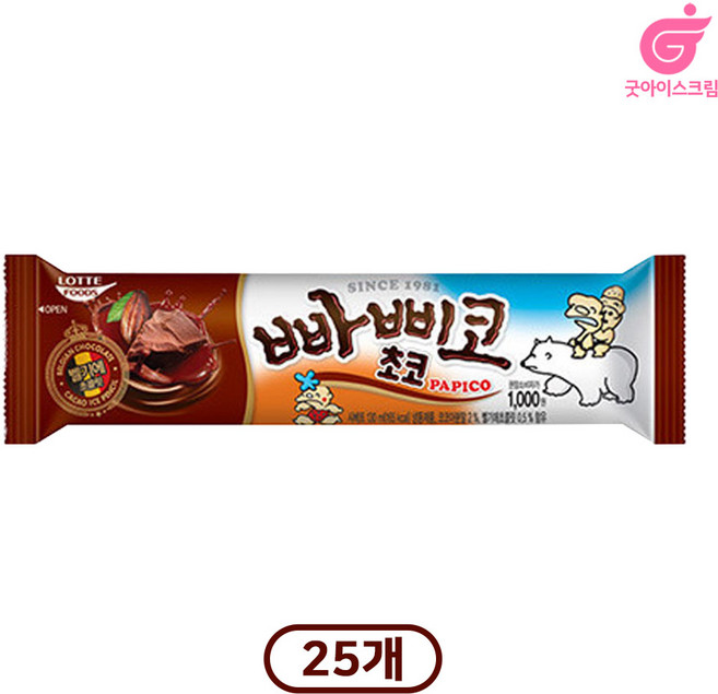 롯데빙과 빠삐코 초코, 130ml, 25개