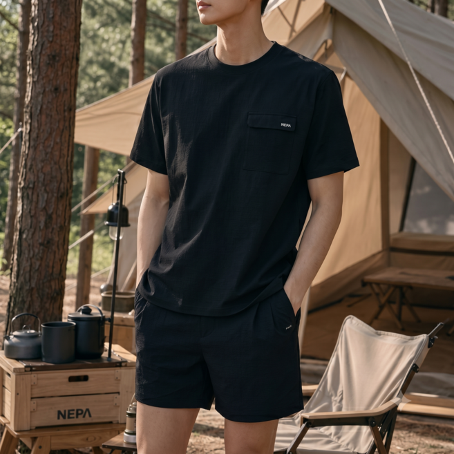 네파 시어서커 공용 여름 반팔 반바지 상하세트