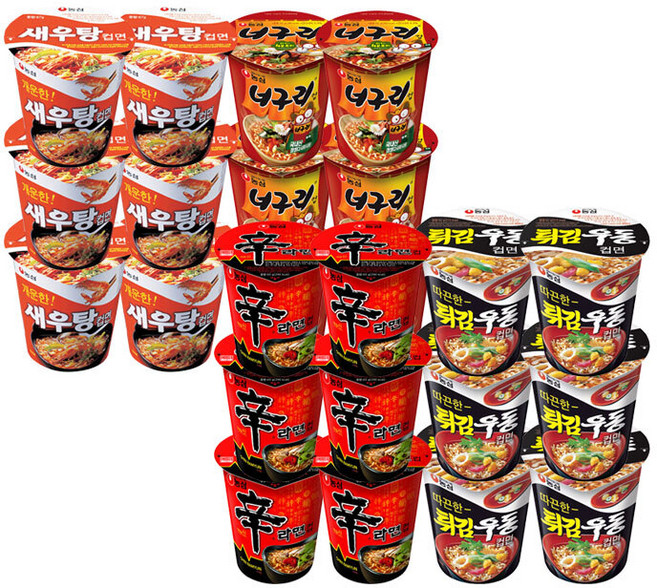 농심 컵라면 혼합 24 (신라면6+튀김우동6+너구리6+새우탕6), 단일속성