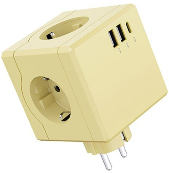 에코너 MT01 큐브형 3구 USB C타입 멀티탭, 1개, mt01 그린