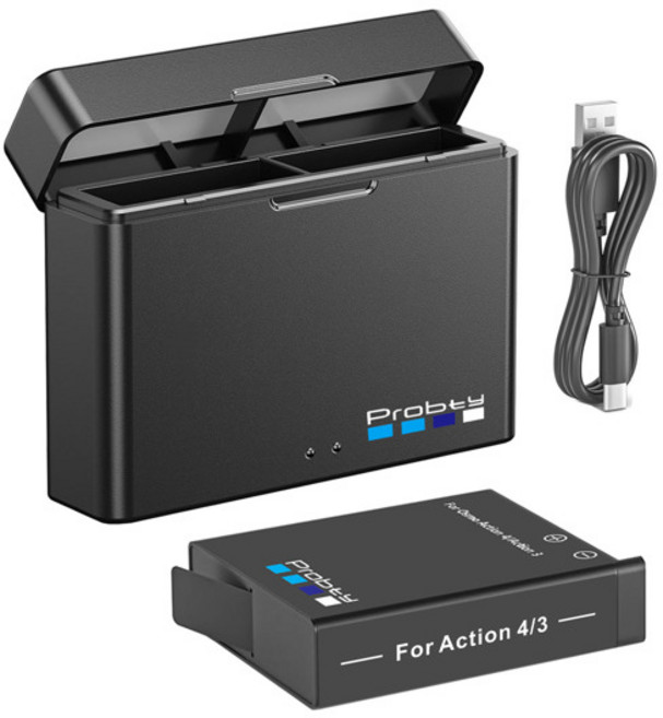 DJI Osmo Action 4 Action 3 배터리 용 2200mAh DJI OSMO 4 카메라 배터리 충전 허브 액세서리 용 LED 충전기 포함, 06 1BatteryWithCharger, 1개