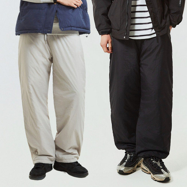 1+1 공유 남녀공용 겨울 방한 와이드 패딩 솜바지 털 기모 혹한기 등산복 캠핑바지