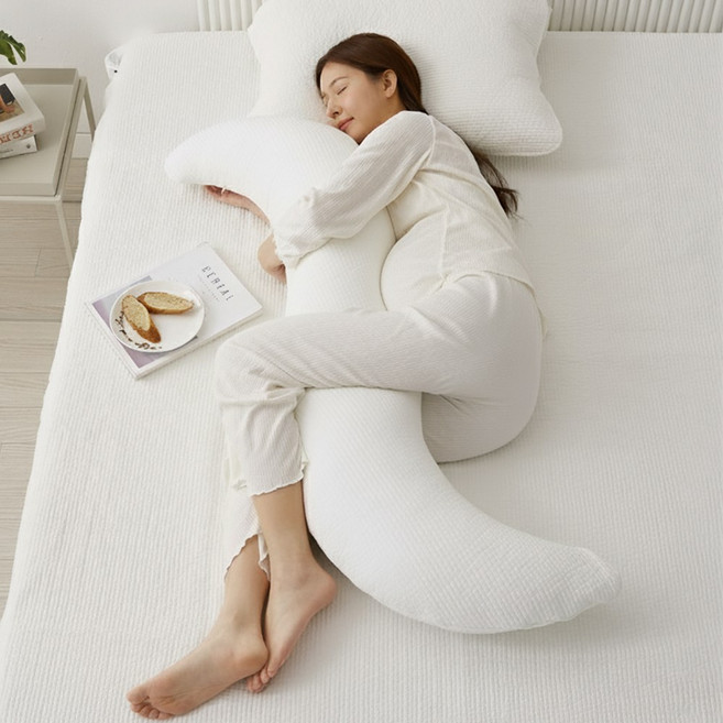 집앤콕 바디필로우 롱쿠션 순면 안고자는 긴베개 커버, 커버+솜포함, 아이보리