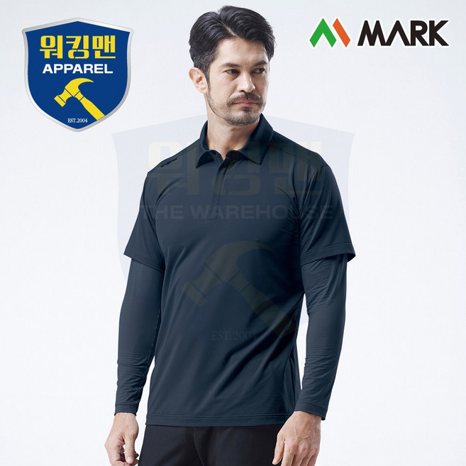 마크 냉감소매 긴팔 티셔츠 네이비 MT-2077 쿨링 메쉬 자외선차단 팔토시 여름용 카라티셔츠
