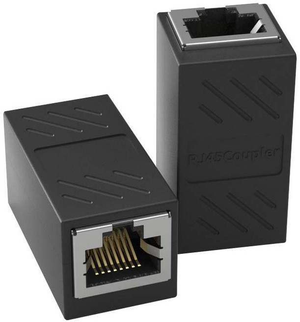 RJ45 網線連接/延長轉接頭 1000Mbps 千兆 直通頭, 黑色, 1個