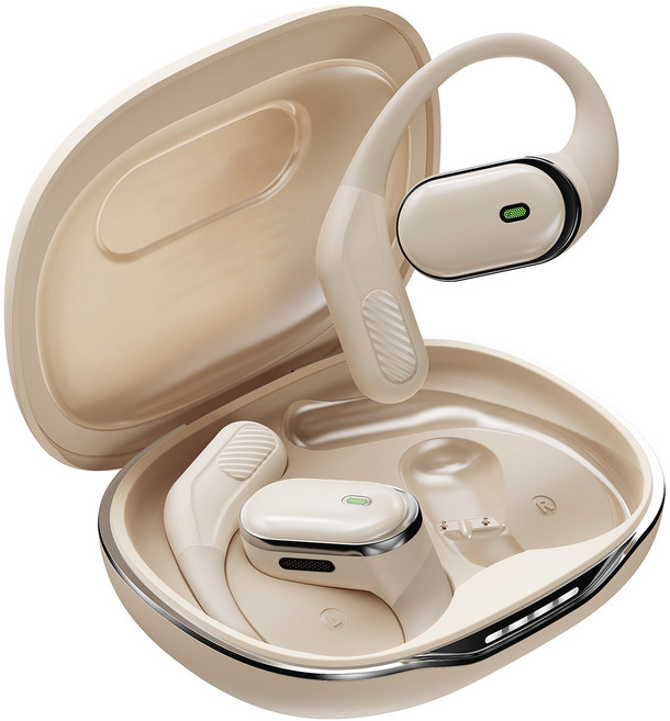 비파노 ACC ENC 노이즈캔슬링 HI-FI 오픈 귀걸이형 5.4 블루투스 이어폰, 아이보리, T6