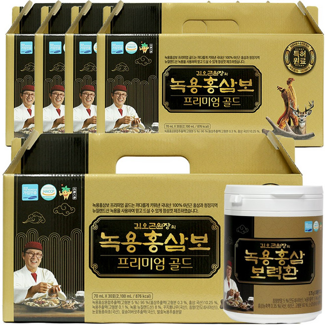 주원생활건강 김오곤 녹용홍삼보 프리미엄 골드 5개월 + 김오곤녹용홍삼보력환 30환, 150개, 70ml
