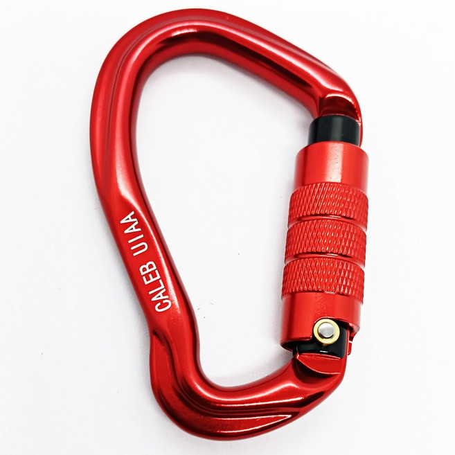 UIAA 국제산악협회인증 23kN 고강도 암벽등반 클라이밍카라비너 듀랄루민 hms카라비너 자동안전잠금, 레드, 1개