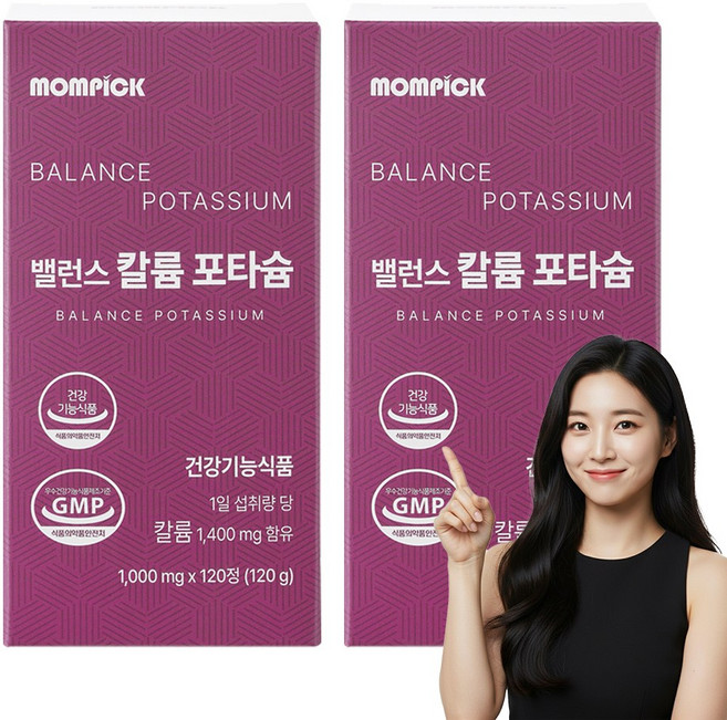 칼륨 영양제 포타슘 전해질 밸런스 mompick, 2박스, 120정