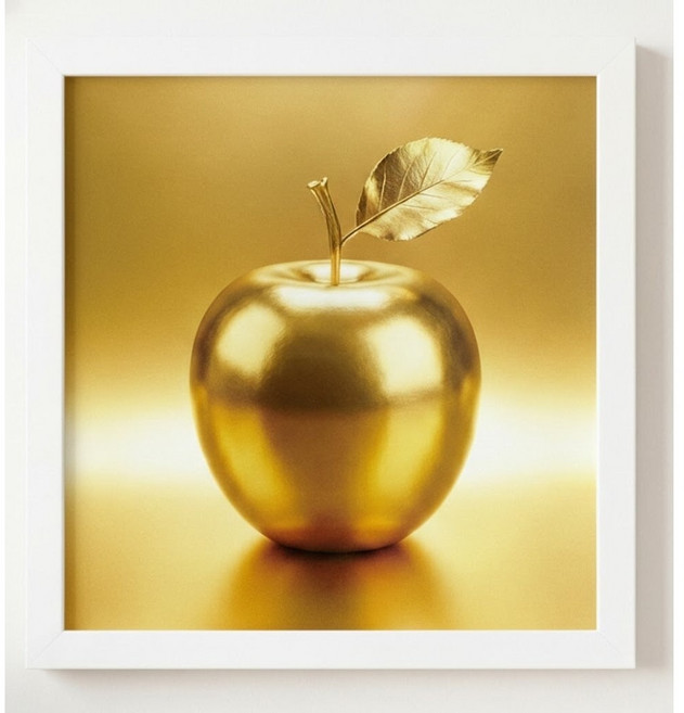 황금빛 사과 액자 돈들어오는 금전운 재물운 인테리어, 화이트