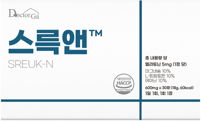 닥터가 스륵앤 미국 식물성 멜라토닌 5mg 고함량 HACCP 세로토닌 L테아닌 트립토판 가바 마그네슘 메라토닌, 1개, 30회분