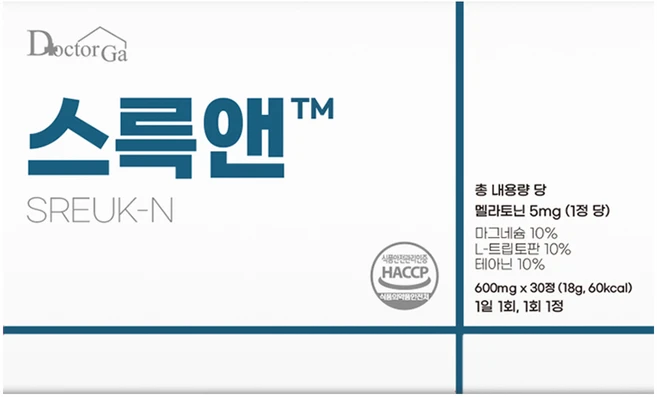 닥터가 스륵앤 미국 식물성 멜라토닌 5mg 고함량 HACCP 세로토닌 L테아닌 트립토판 가바 마그네슘 메라토닌, 1개, 30회분 - 쿠팡